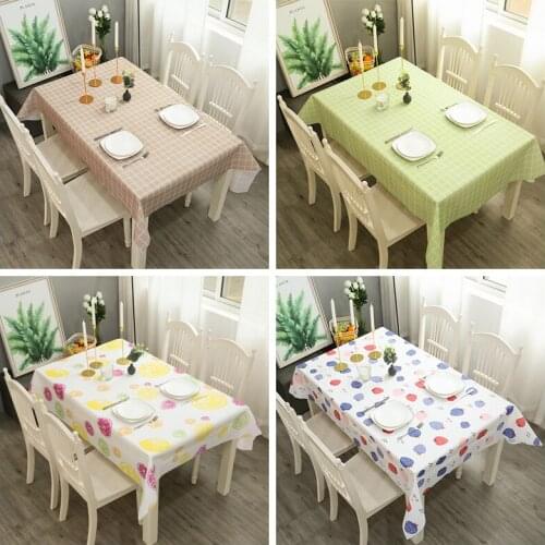 PVC Tablecloth Waterproof Oil-Proof Table Cloth Checked Desk Cover Rectangular Elegant Kitchen Dining Room Party Decoration