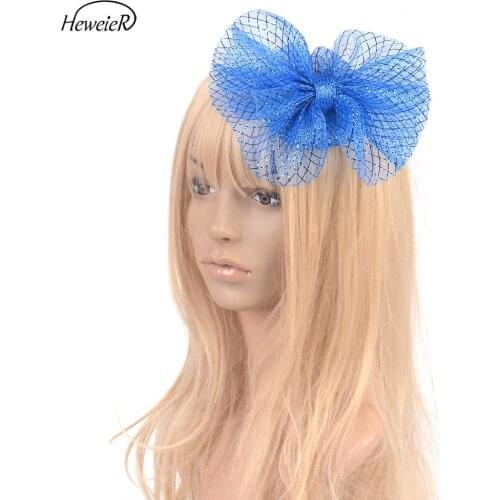 Women Fascinator Church Kentucky Derby Hair Clip Ladies Handmade Hats Bowknot Headwear Accessories Party Wedding Hairpins