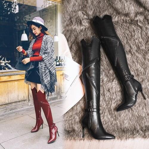 2018 New Autumn Winter Women Boots High Quality Solid Lace-up European Ladies shoes PU Leather Fashion Boots Free Shipping 32-43