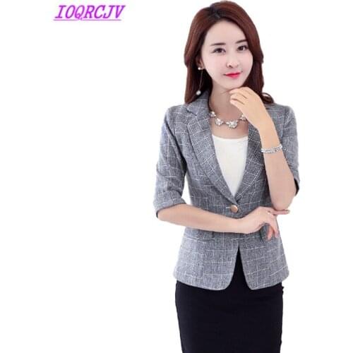Small blazers womer 2018 Spring and summer Short jacket thin tops fashion plaid suit Plus size slim female blazers IOQRCJV H431