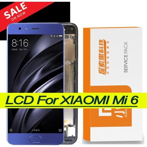 100% Original 5.15" for Xiaomi 6 MI 6 Mi6 M6 MI6 With Fingerprint LCD Display Screen With Frame Touch Panel Screen Digitizer