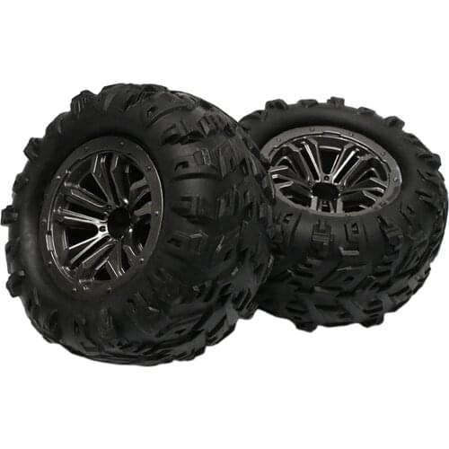 1 Pair Rubber Tyres with Wheel Rim Hubs for Wltoys 12428 12423 1:12 RC Monster Truck Spare Parts Accessories