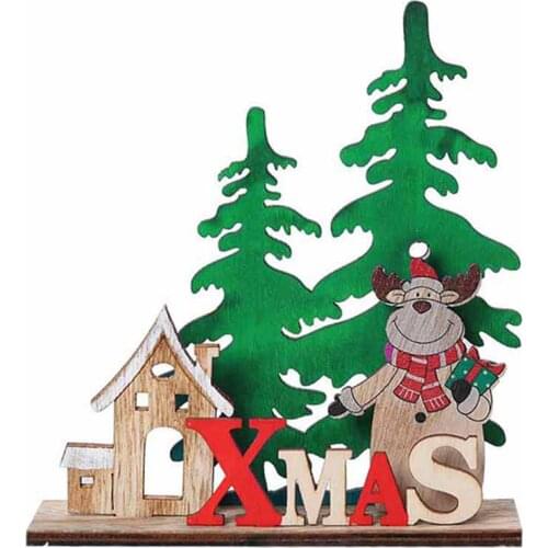 1pcs 2020 Christmas Decorations For Home Wooden Letter Santa Claus Ornaments Xmas Home Dinner Party Table Decor Navidad 2021