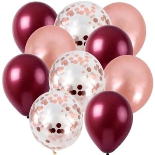 10pcs/lot rose gold confetti balloons 10inch wine red latex balloon wedding decoration happy birthday party supplies balloon