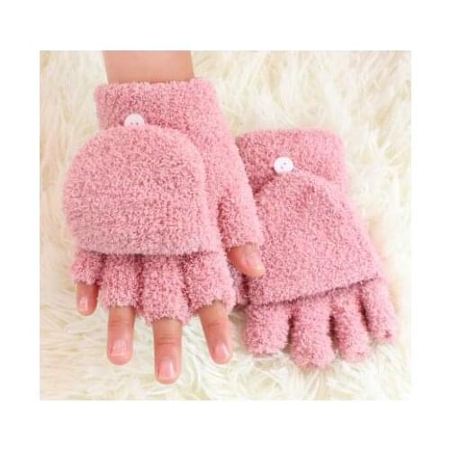100pairs/lot korean style woman solid coral fleece gloves lady fashion wrist cover fingerless gloves