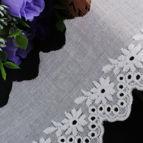 15Yards Cotton Cloth Lace Trim Embroidered White Fabric Clothing Dress Curtains Sofa Dress Diy Sewing Accessories