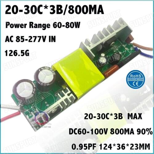 2 Pieces Isolation 80W AC85-277V LED Driver 20-30x3 800mA DC60-100V Constant Current LEDPowerSupply For Floodlight Free Shipping