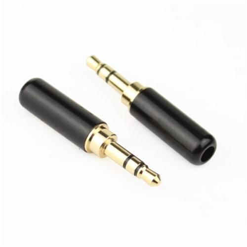 20PCS/lot Black Copper Gold Plated 3.5mm 3 Pole Male Repair Earphones Stereo Mini Jack audio Plug soldering Connector