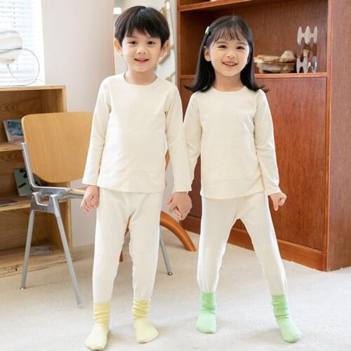 2021 Fleece Pajama Sets for Kids Underwear Suits Autumn Winter Warm Children Candy Colors Sleepwear Baby Bos Casual Home Clothes