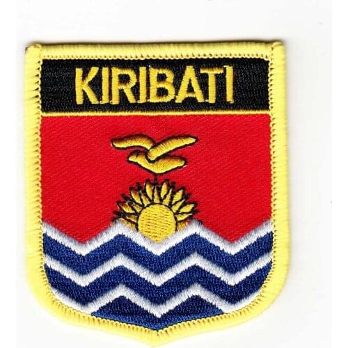 LOTS 5PCS Kiribati Shiled Shape National Flag embroidered Tactical patch Badge Iron on Sew on / HOOK backing 7 x 6cm