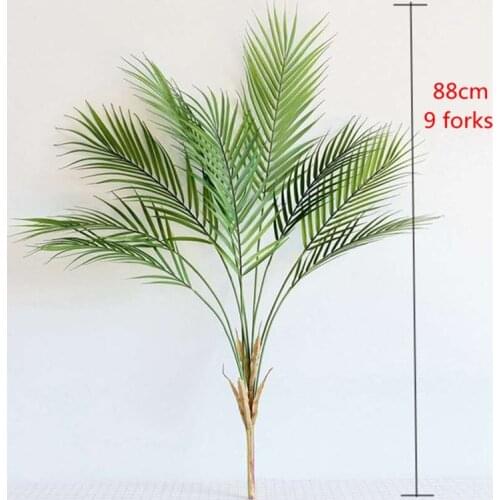 88cm 9 Fork Artificial Lifelike Palm Tree Branch Plastic Tropical Green Leaves Indoor Potted Home Living Room Hotel Decor Plants