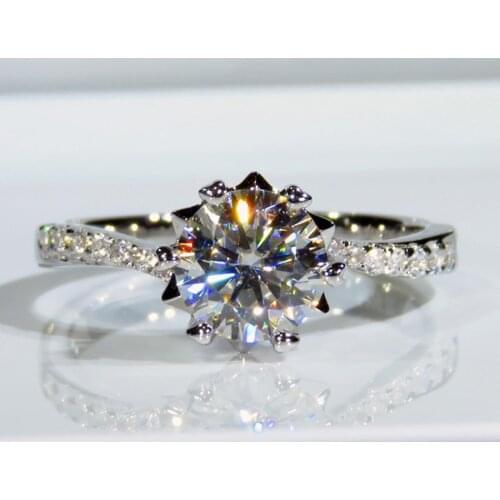 925 sterling silver Moissanite ring 6 claws Engagement Anniversary jewelry Flower Shape moissanite ring