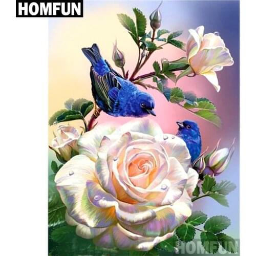 HOMFUN Full Square/Round Drill 5D DIY Diamond Painting "Rose Bird" Embroidery Cross Stitch 5D Home Decor Gift A06877