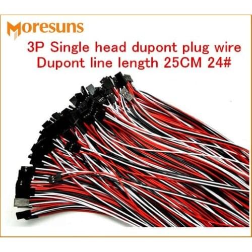 Free Ship 20pcs/lot 3P Single head dupont plug wire Dupont line length 25CM 24# Dupont Cables