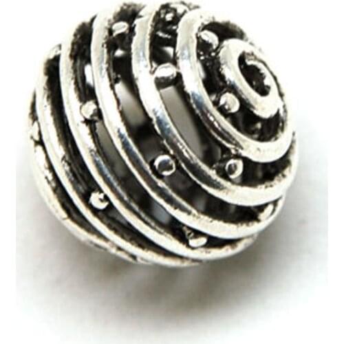 Miasol 10Pcs 18MM Antique Design Tibetan Antique Silver Metal Hollow Cast Diy Loose Beads For Jewelry Making Accessories