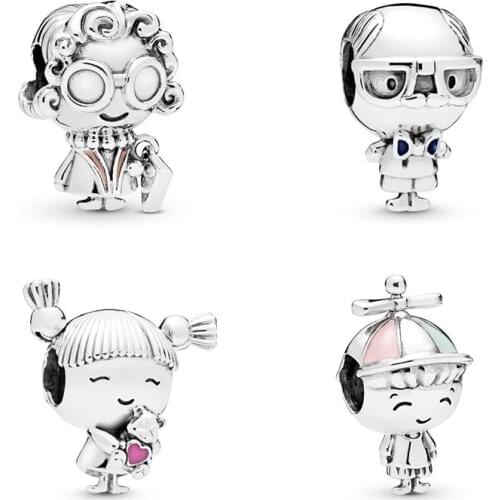 GChic 925 Sterling Silver Boys and Girls Beads Fit Original Pandora Bracelets Grandparents Charms DIY Jewelry Making For Women