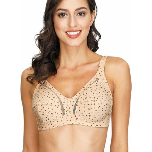 Womens Bra Sexy Printing No-padded Unlined Dot Wire Free Full Cup Plus Size Lingerie 32 34 36 38 40 B C D DD E Cup