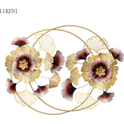 Chinese Style Background Wall Decoration Wall Porch Living Room Flower Pendant Wrought Iron Home Soft Decoration Wall Hanging