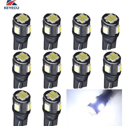 KEYECU Pack of 10 Super Bright White T10 194 168 W5W 5630 6-SMD Car Light LED Replacement Bulb Door Courtesy Interior Light
