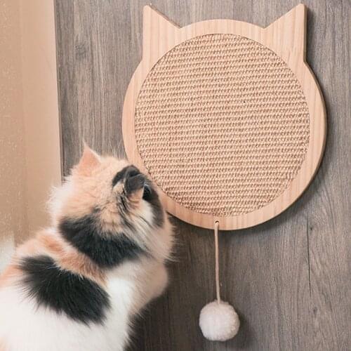 Cat Scratching Pad Sisal Wall Mount for Cats Kitten Scratching Board Scratching Bed With Bottom Suction Cups Fluffy Ball Cat Toy