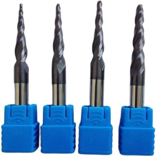 Free shipping -5pcs D4*20.5*50L*2F Tungsten solid carbide HRC55 Coated Taper Ball Nose End Mills taper and cone endmills