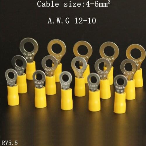 Round pre-insulated ends RV5.5-3.5-4S-5-6-8-10-12 Cold-pressed terminals 4-6 square