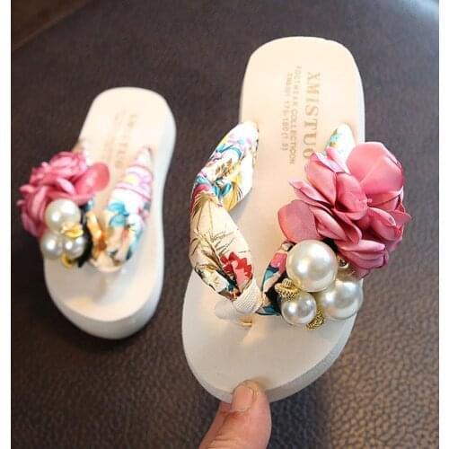 2020 Summer Girls Children Flip-flops Slippers Kids Fashion Non-slip Beach Shoes Clip Sandals Flowers Women Wear Girls Slippers