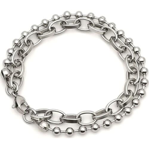 Fashion double stitching niche design titanium steel stainless steel bracelet simple wild bracelet hot sale