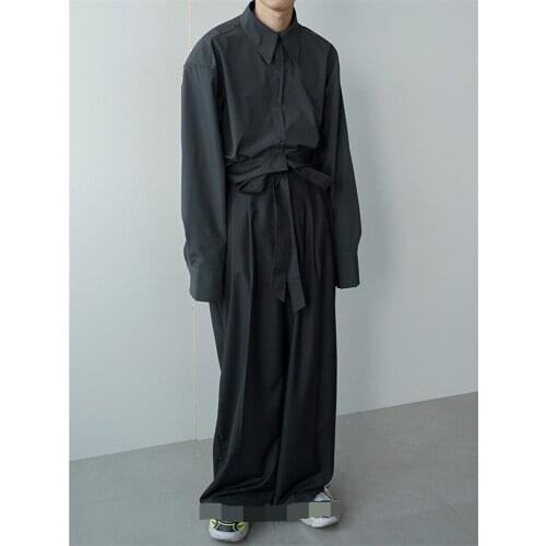 Mens New Style Mens Hairstylists Fashion Trend Casual Belt Harlem Pants Loose Plus Size Clothing