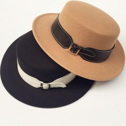 Autumn and winter woollen hat childrens British wide brim top hat Korean fashion leisure felt hat