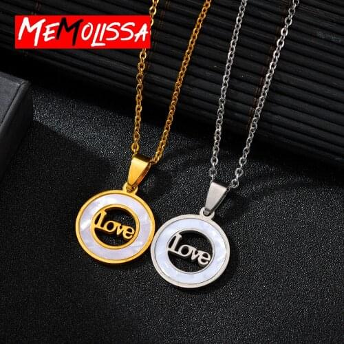 Stainless Steel Shell Love Necklace For Gift Hollow Letters Choker Pendant Necklace Engagement Jewelry Durable