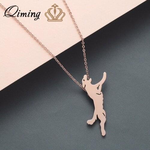 QIMING Wolf German Shepherd Necklace Men Jewelry Dog silhouette Memory Cool Punk Necklace Women Animal Memorial Gift