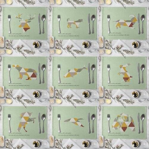 Cartoon Dog Cat Animal Printing Placemat Drink Coasters Home Accessories Kitchen Place Mats For Dining Table Bar Mat Pad