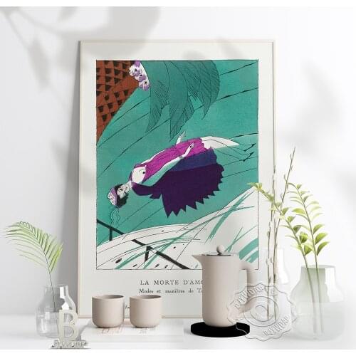 La Morte D'Amour Prints Poster, Charles 1920 High Resolution Fashion Art Prints, Nordic Style Woman And Water Home Wall Decor