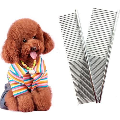1PCS Dog Comb Long Thick Hair Fur Removal Brush Stainless Steel High Quality Pets Dog Cat Grooming Combs for Shaggy Dogs Barber