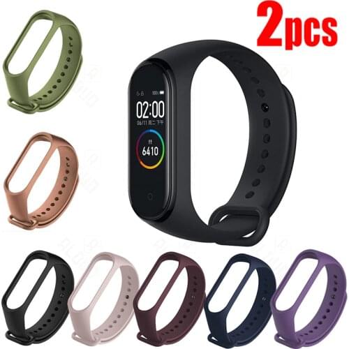 2pcs Wrist Strap For Xiaomi Mi Band 4 3 5 strap Replacement Silicone Wristband Strap For Mi band 4 3 5 bracelet Miband 4 5 strap