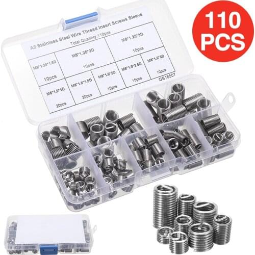 M6-M8 Stainless Steel Thread Inserts Helical Screw Coiled Wire Sleeve Helicoil Thread Repair Insert Assortment Kits