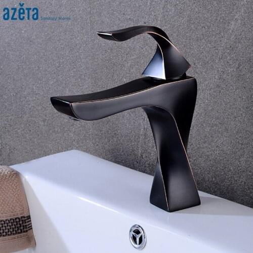 Azeta Chrome Plated Spiral Shape Basin Mixer Tap Bathroom Brass Single Hole Deck Mounted Hot and Cold Basin Faucet AT6676B