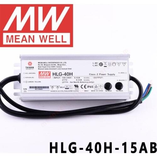 Mean Well HLG-40H-15AB for Street/high-bay/greenhouse/parking meanwell 40W Constant Voltage Constant Current LED Driver