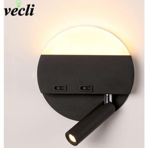 LED wall Light with switch Bedroom indoor lighting bedside Wall lamp USB night LED Reading 3W LED wall Sconce luminaria