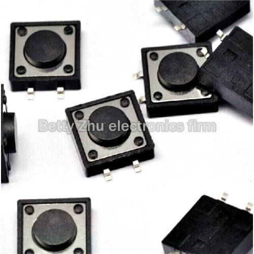 100PCS/LOT 12 * 12 * 5MM SMD Tact Switch 4 feet of good quality shrapnel
