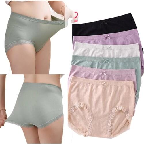 Seamless Panties Women Cotton Plus Size Ladies Woman Mid Waist Lace Breathable Belly Control Body Shaping Brief Underwear Panty