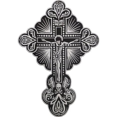 Christian Cross Embroidery Iron on Patch for Clothes Logo Appliqued DIY Clothing Accessories Jacket Vest Decoration Sticker