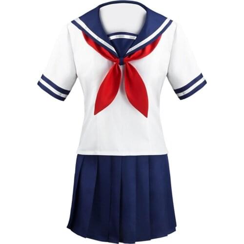 Yandere Simulator Ayano Aishi Cosplay Costumes School Uniform JK Short Sleeve Top Skirt Bow Tie Clothes Suits For Women Girls