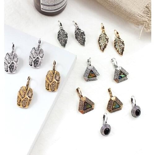 Bohemian Fashion Personality Earrings Leopard Sexy Geometric Pendant Leaf Crystal Earrings Temperament Simple Punk Jewelry