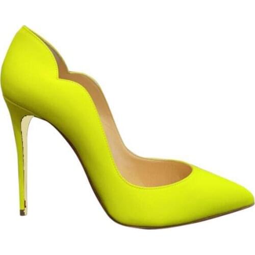 Moraima Snc Lemon Yellow Patent Leather High Heel Shoes Pointed Toe woman Pumps 12CM/10CM Thin Heels Shoe
