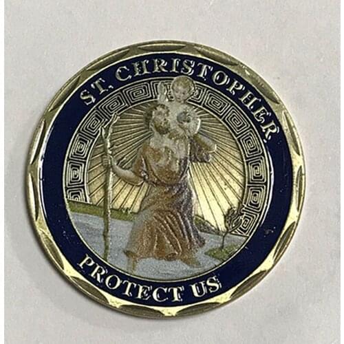 5 pcs The Patron Saint of Travelers badge A men protect US 24K real gold plated 40 mm souvenir collectible coin