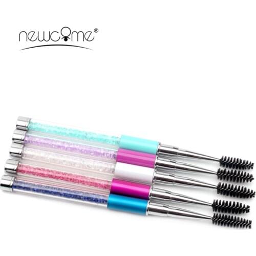 NEWCOME 1 PC Mascara Applicator Wand Brushes Rhinestones Handle Eyelash Extension Brush Diamond Handle Soft Brush Makeup Tools