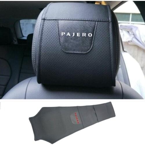 1pc For Mitsubishi Pajero Car Headrest Protector Cover Pu Leather Car Headrest Cover Car Accessories