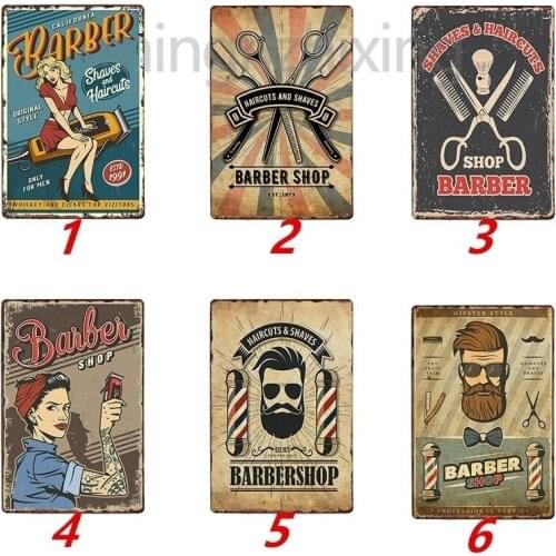 16 Kinds 1 PCS Barbershop Cafe Bar Pub Vintage Metal Tin Signs Wall Decoration Barber Shop Signs 30*20cm